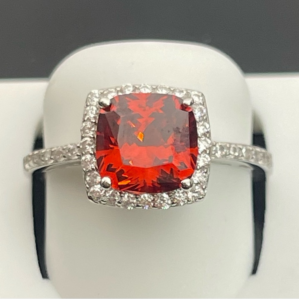 Size 8,9 Option Solid 925 Silver Red January Birt… - image 1